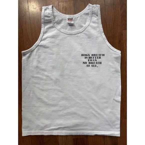 HOGS BREATH SALOON Tank Top White SML Key West Florida Better than No Breath VTG - Picture 2 of 8
